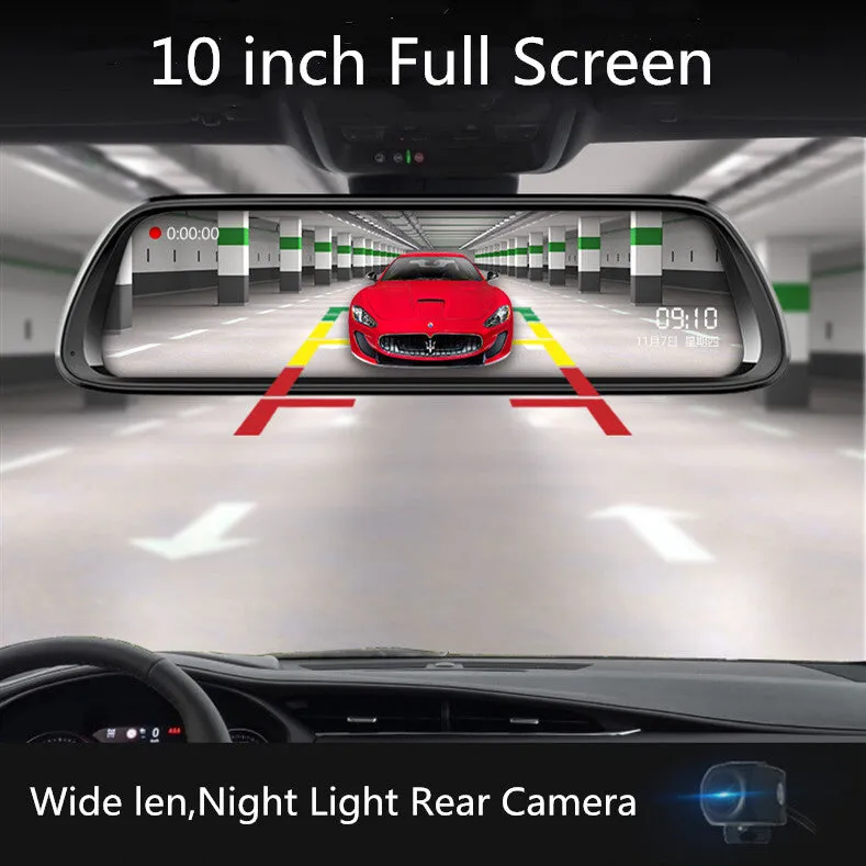 10 inch Driving Recorder Dual Camera Dashcam Full HD Touch Screen