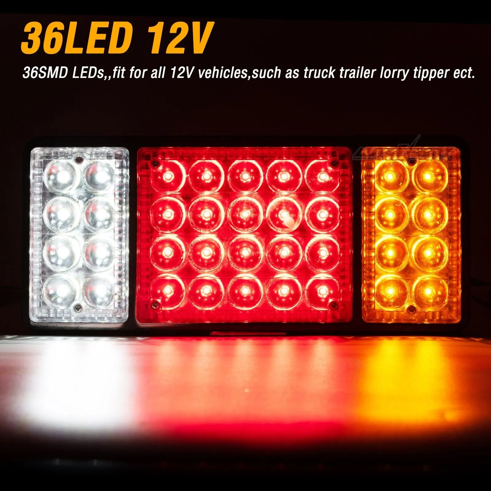 12V 36LED Truck Rear Tail Light Assembly Indicator Reverse Stop Driving Lighting Van Caravan Camper RV Trailer Lorry Bus Boat