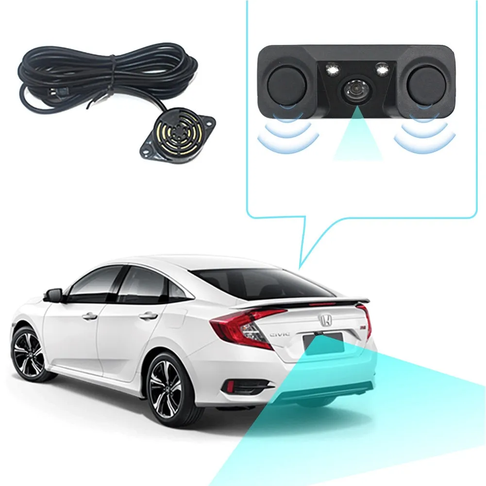 170 Degree 3 IN 1 Video Parking Sensor Car Reverse Backup Rear
