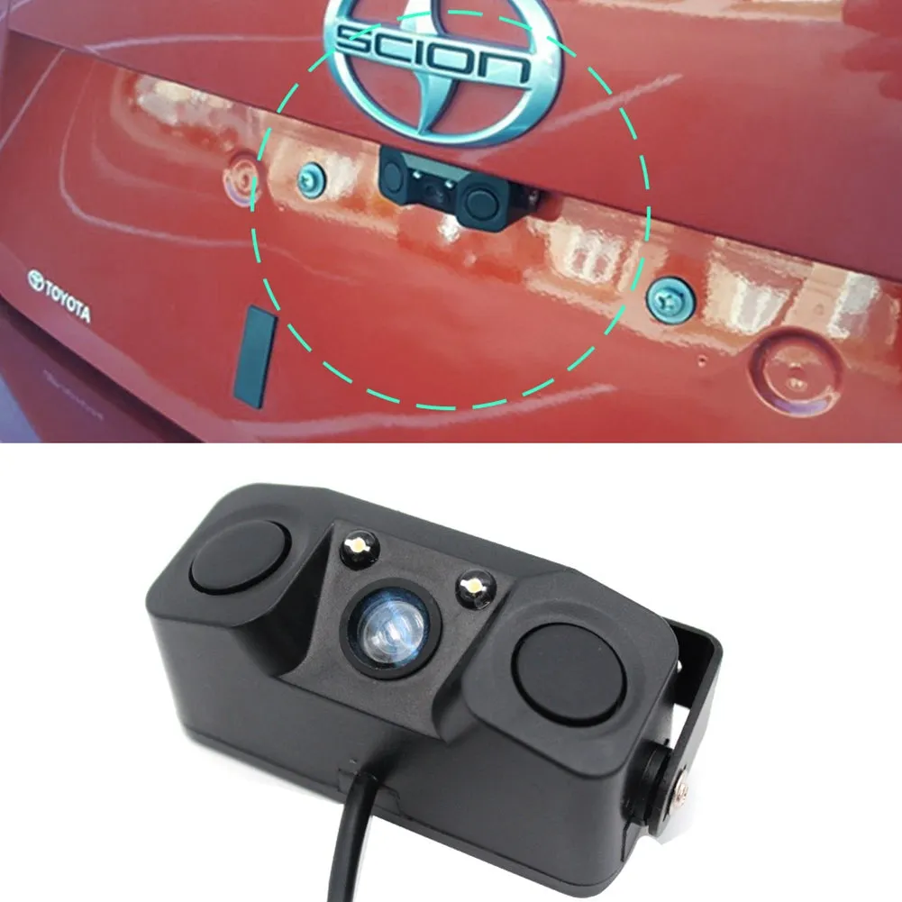170 Degree 3 IN 1 Video Parking Sensor Car Reverse Backup Rear