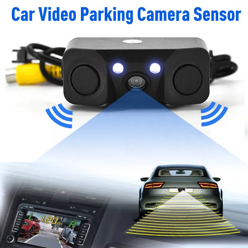 170 Degree 3 IN 1 Video Parking Sensor Car Reverse Backup Rear