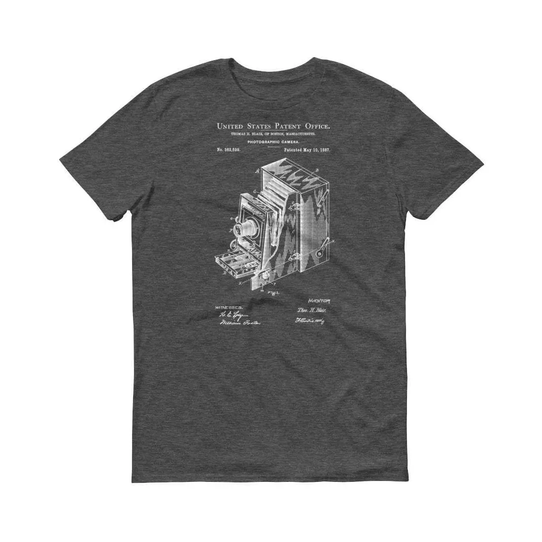 1887 Photographic Camera Patent T Shirt - Photographer Shirt, Photographer Gift, Camera Patent, Camera T Shirt, Photography T-Shirt