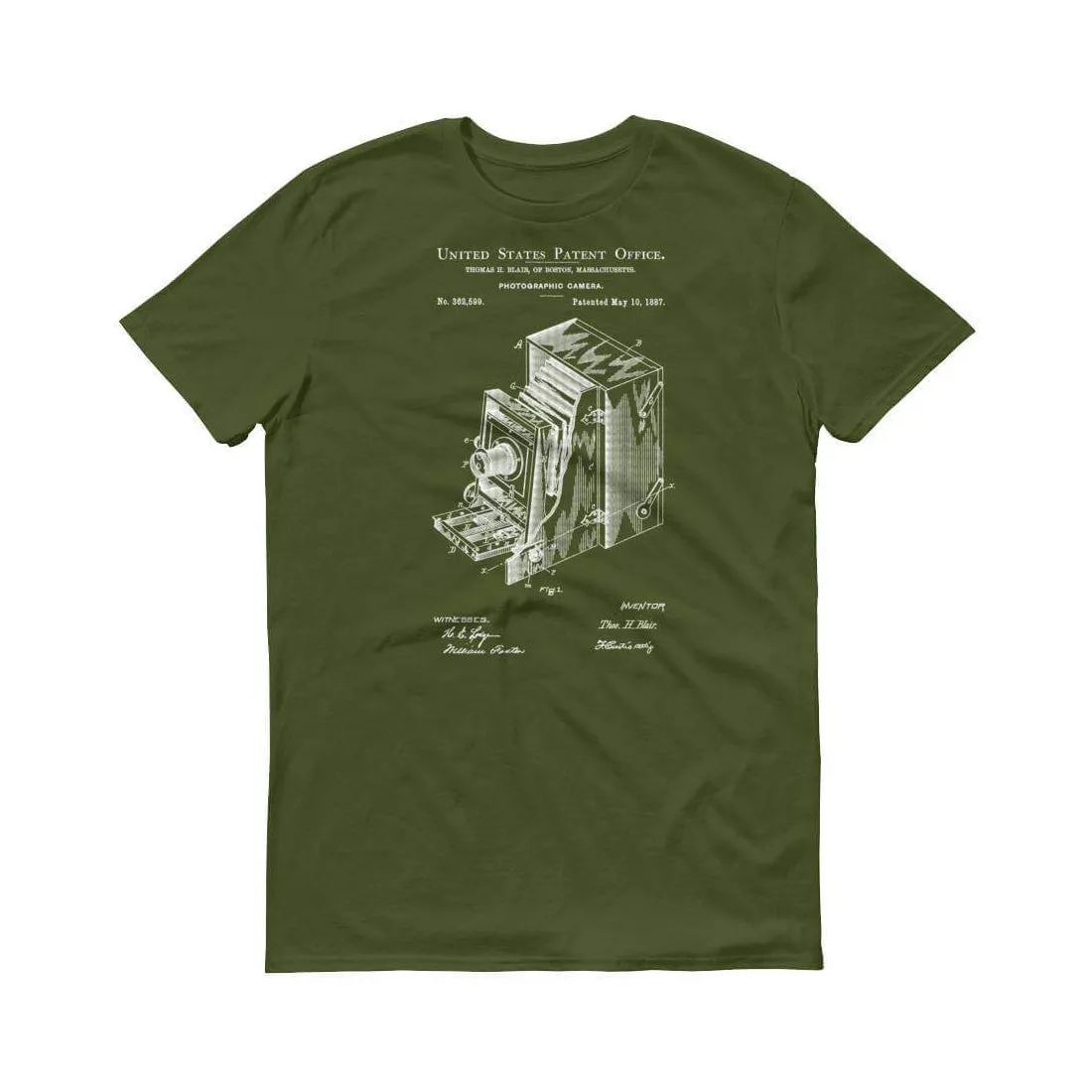 1887 Photographic Camera Patent T Shirt - Photographer Shirt, Photographer Gift, Camera Patent, Camera T Shirt, Photography T-Shirt