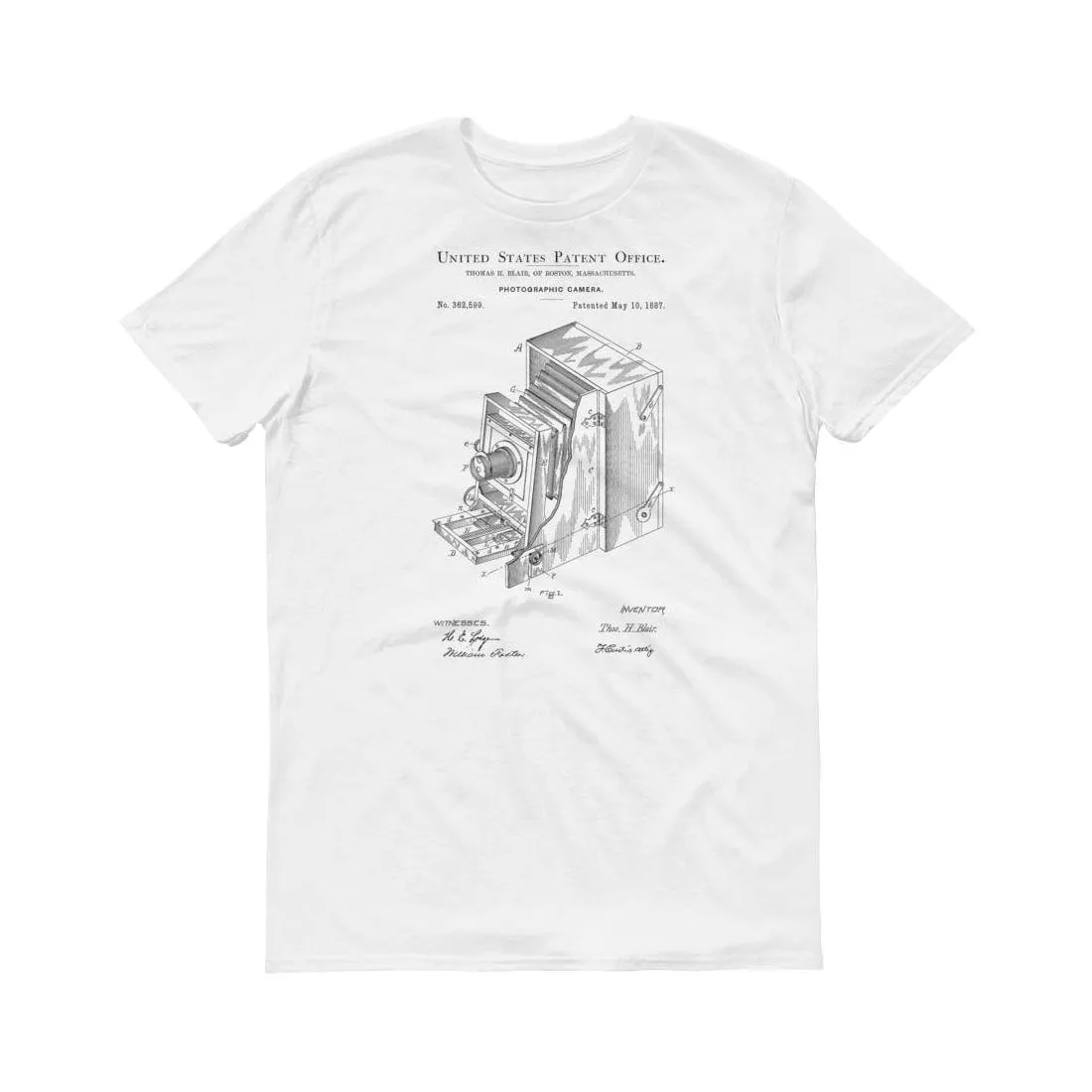 1887 Photographic Camera Patent T Shirt - Photographer Shirt, Photographer Gift, Camera Patent, Camera T Shirt, Photography T-Shirt