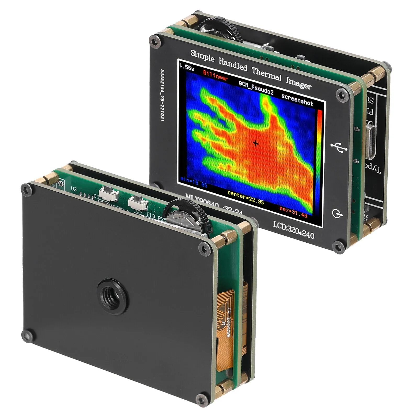 24 * 32 Pixel Infrared Sensor Simple Thermal Imager 2.0inch LCD 240*320 Resolution Clear Definition Imaging Camera -40 to 300