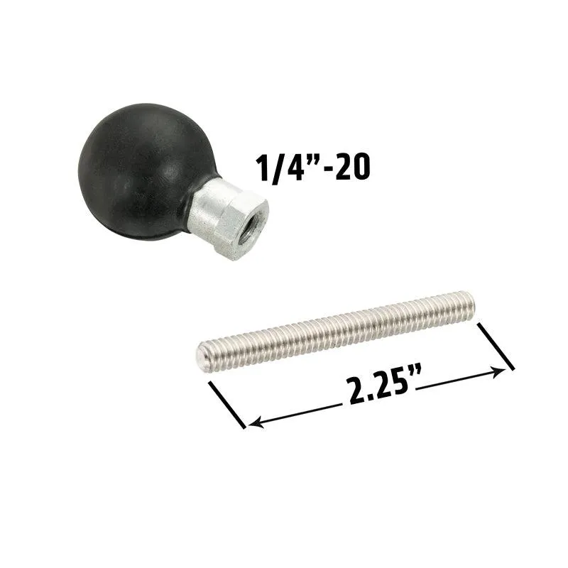 25mm (1 inch) Ball Adapter with 1/4"-20 Female Threaded Hole and Hex Post
