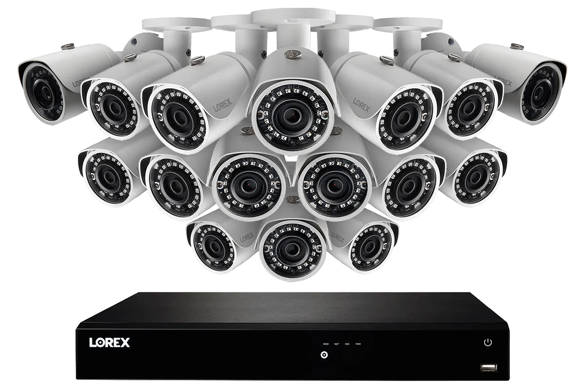 2K IP Security Camera System with 16 Channel NVR and 16 Outdoor 2K 5MP IP Cameras, Color Night Vision