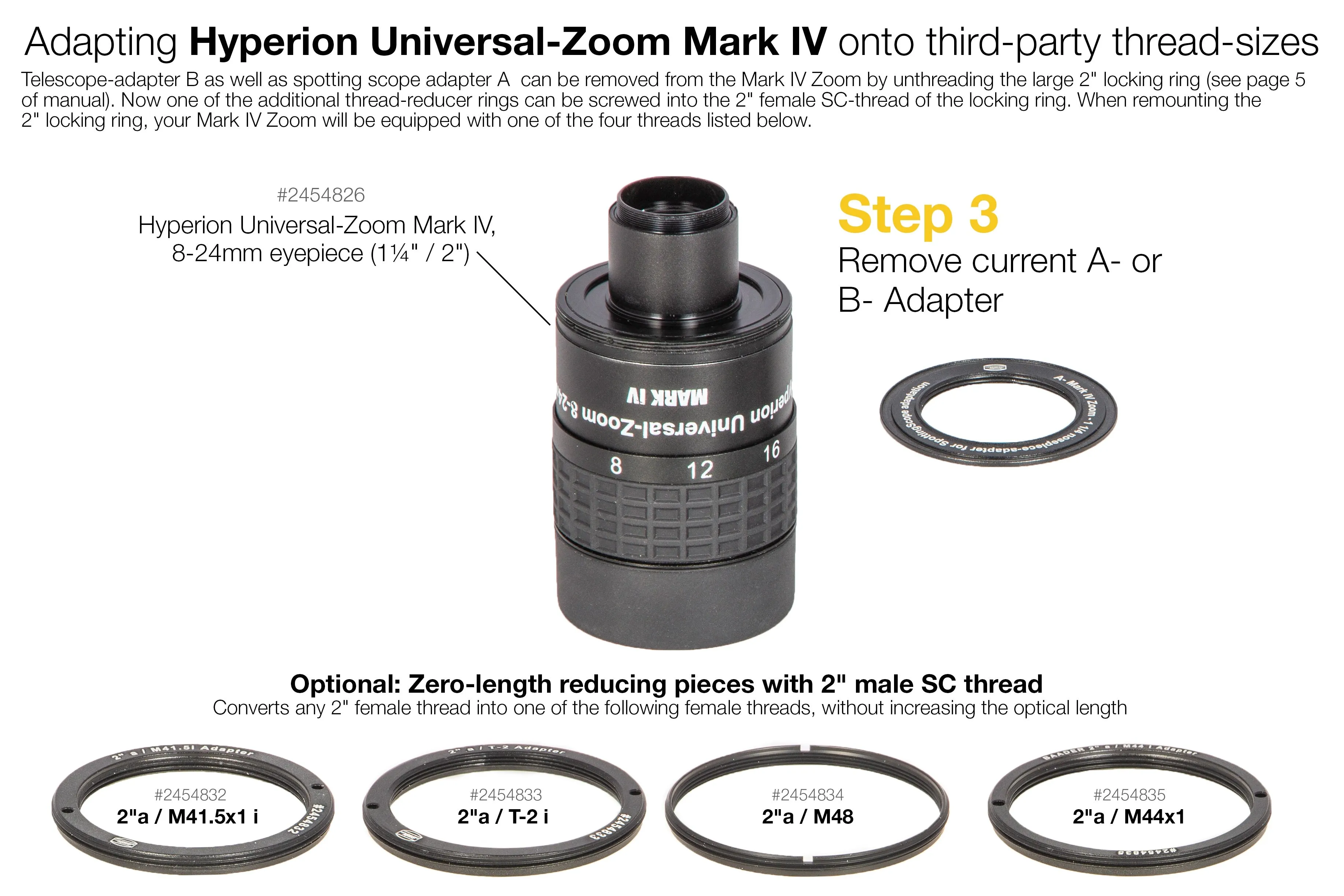 2"a / M48i Zero-length reducing piece (zero optical length)