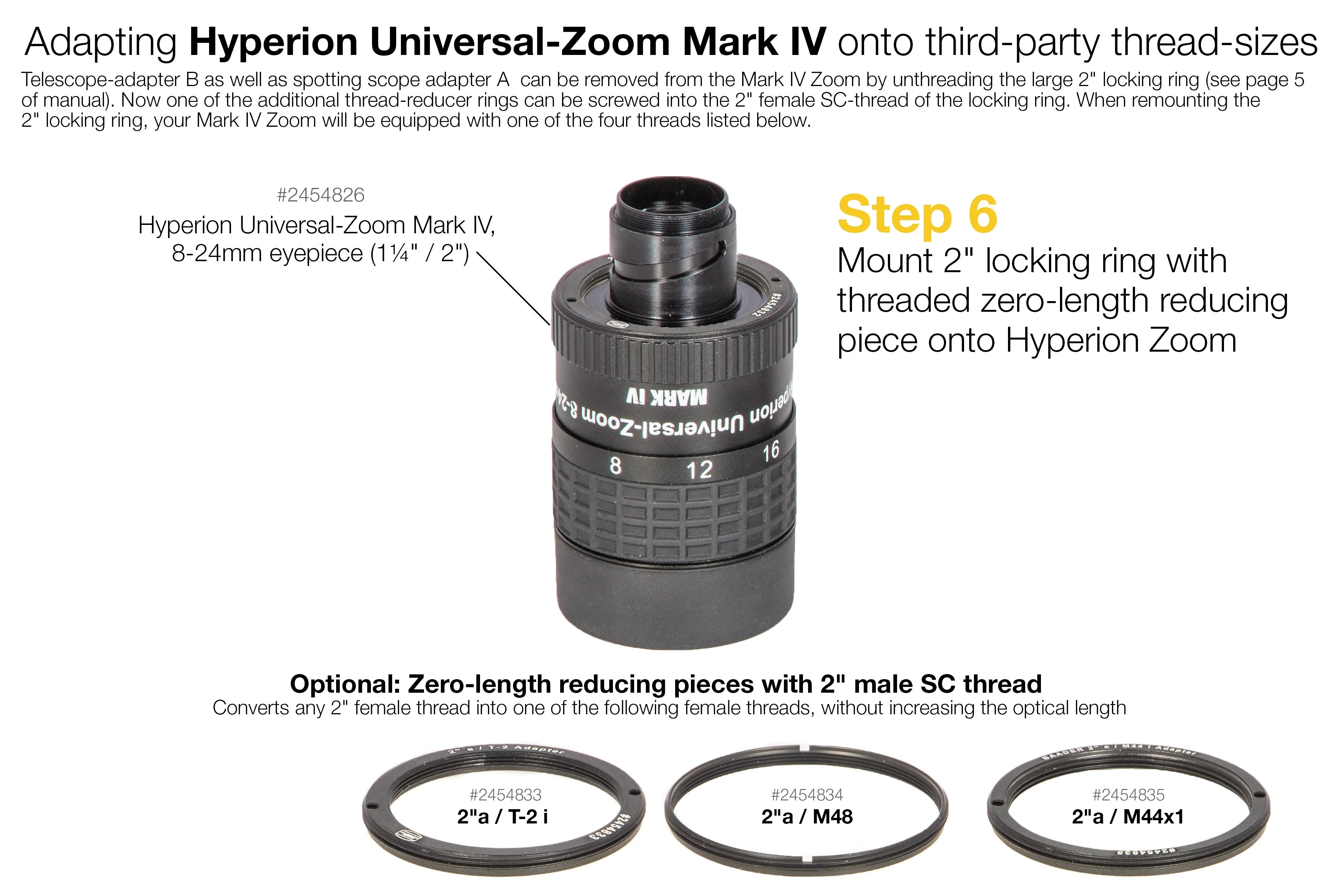 2"a / M48i Zero-length reducing piece (zero optical length)