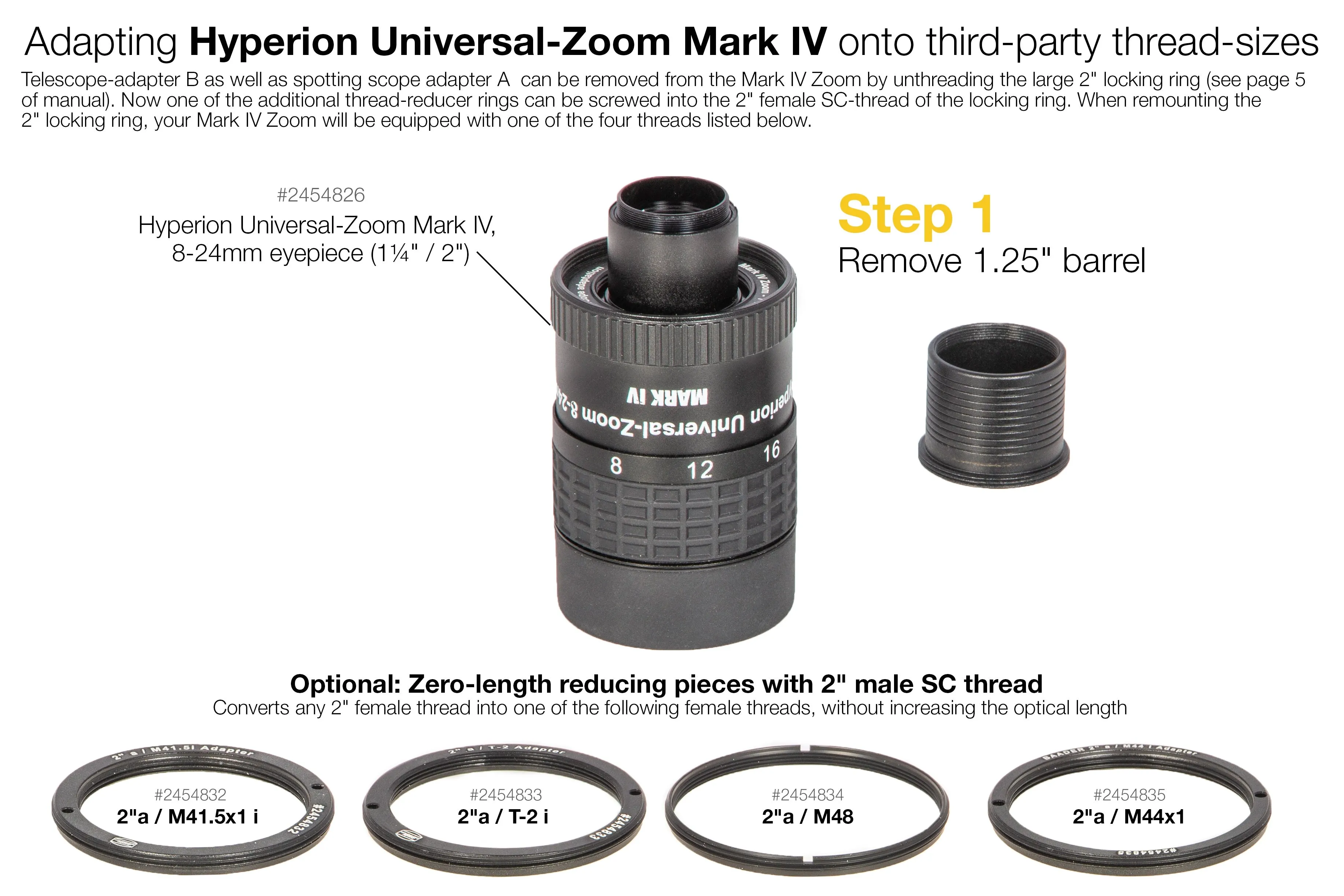 2"a / M48i Zero-length reducing piece (zero optical length)