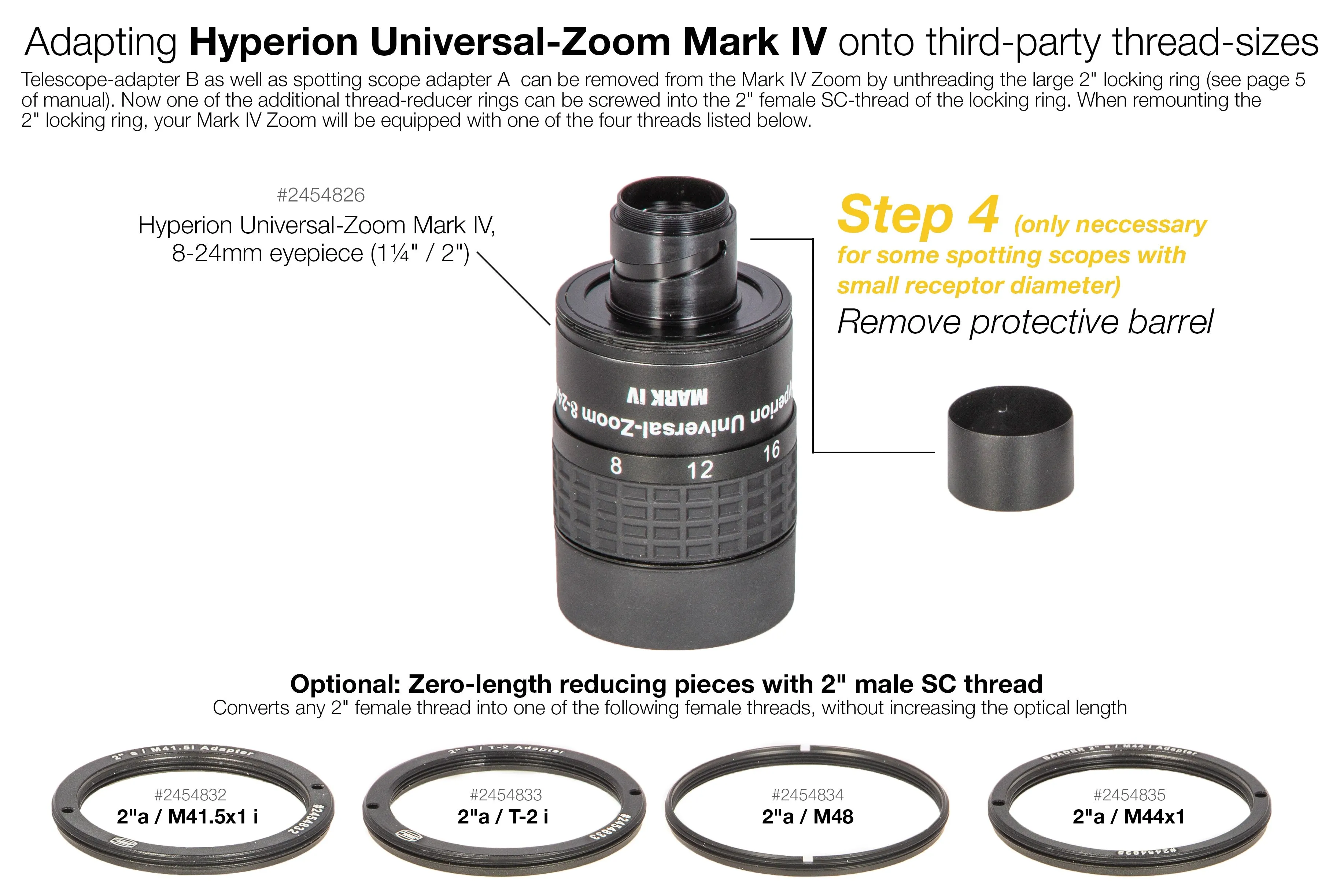 2"a / M48i Zero-length reducing piece (zero optical length)