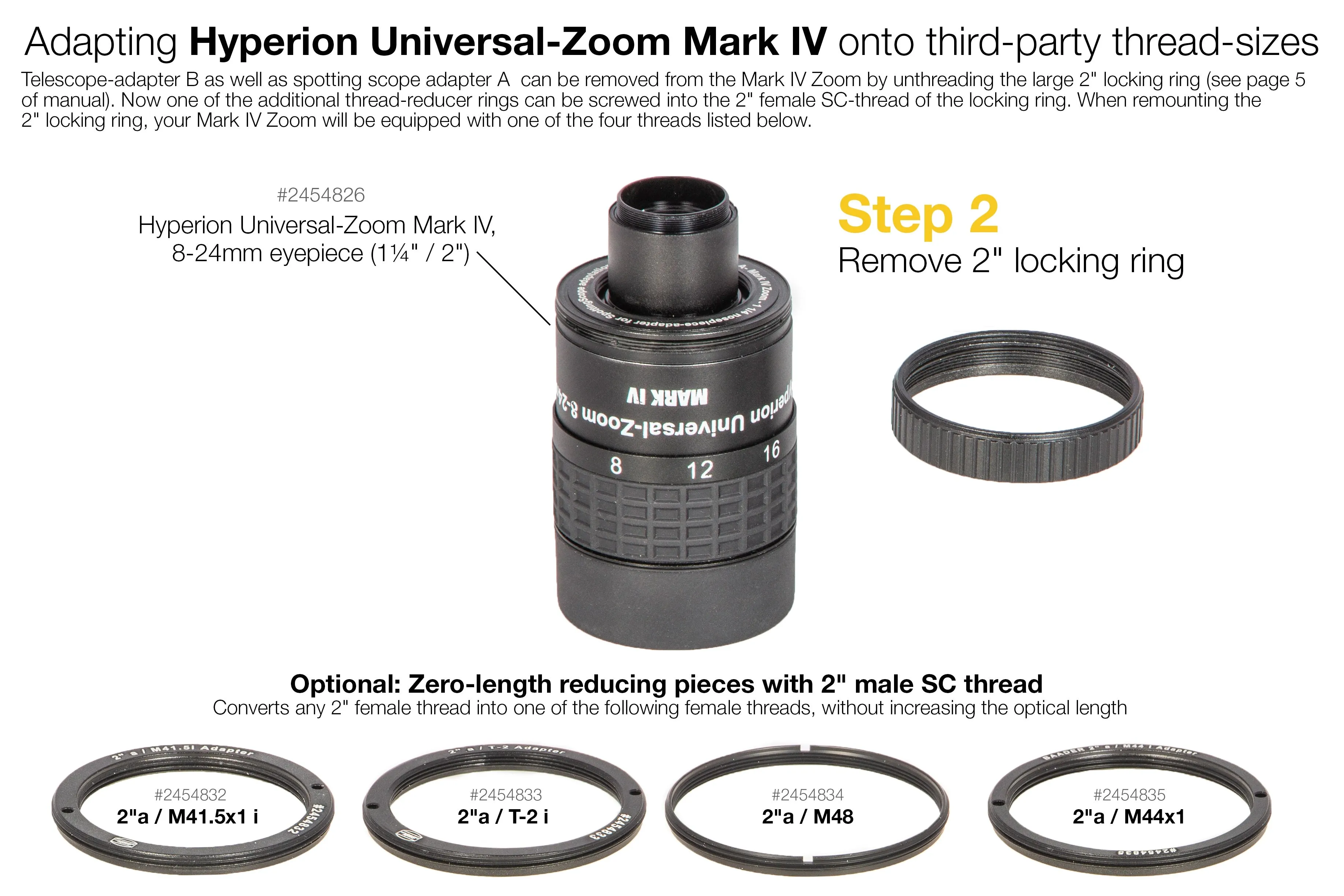 2"a / M48i Zero-length reducing piece (zero optical length)