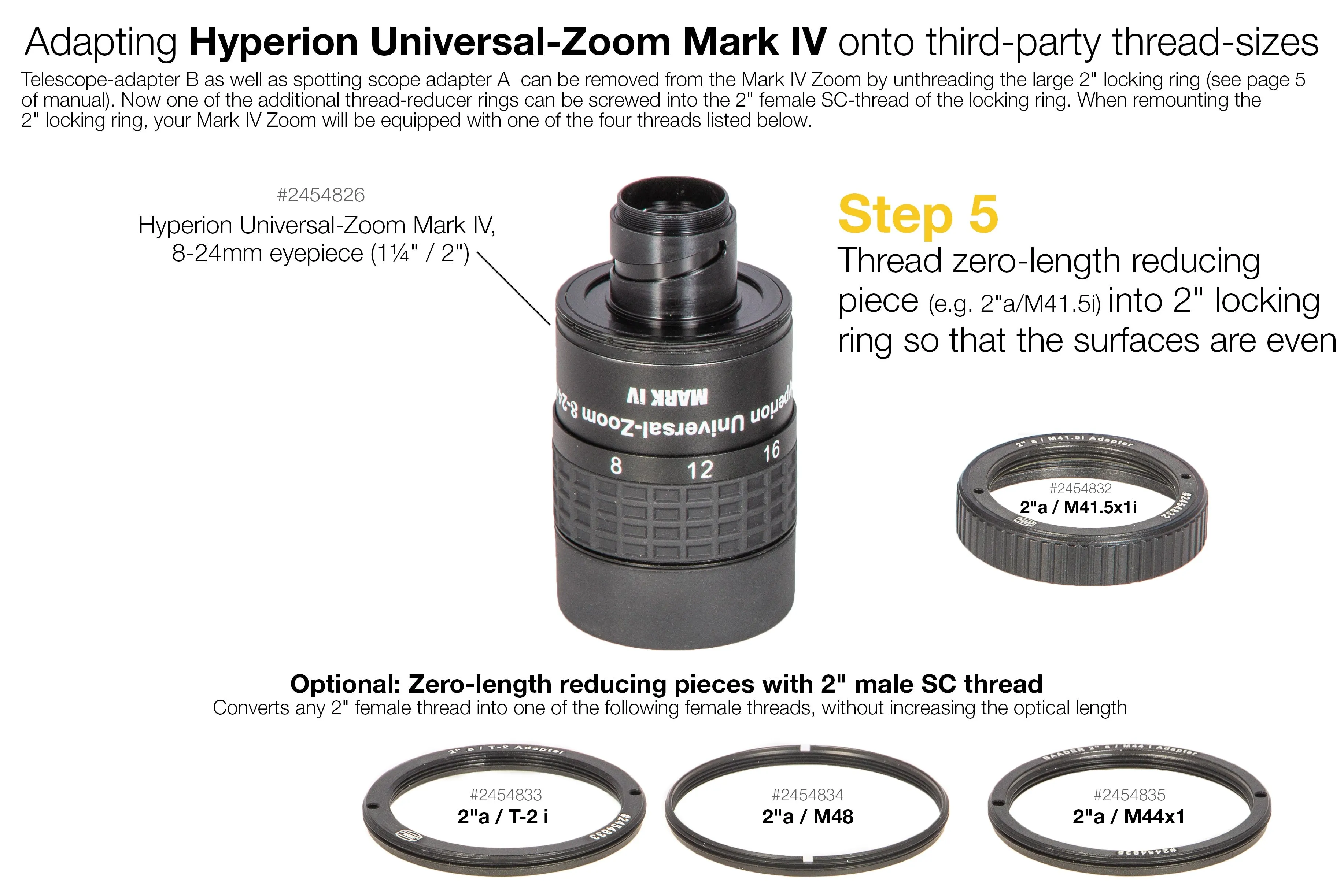 2"a / M48i Zero-length reducing piece (zero optical length)