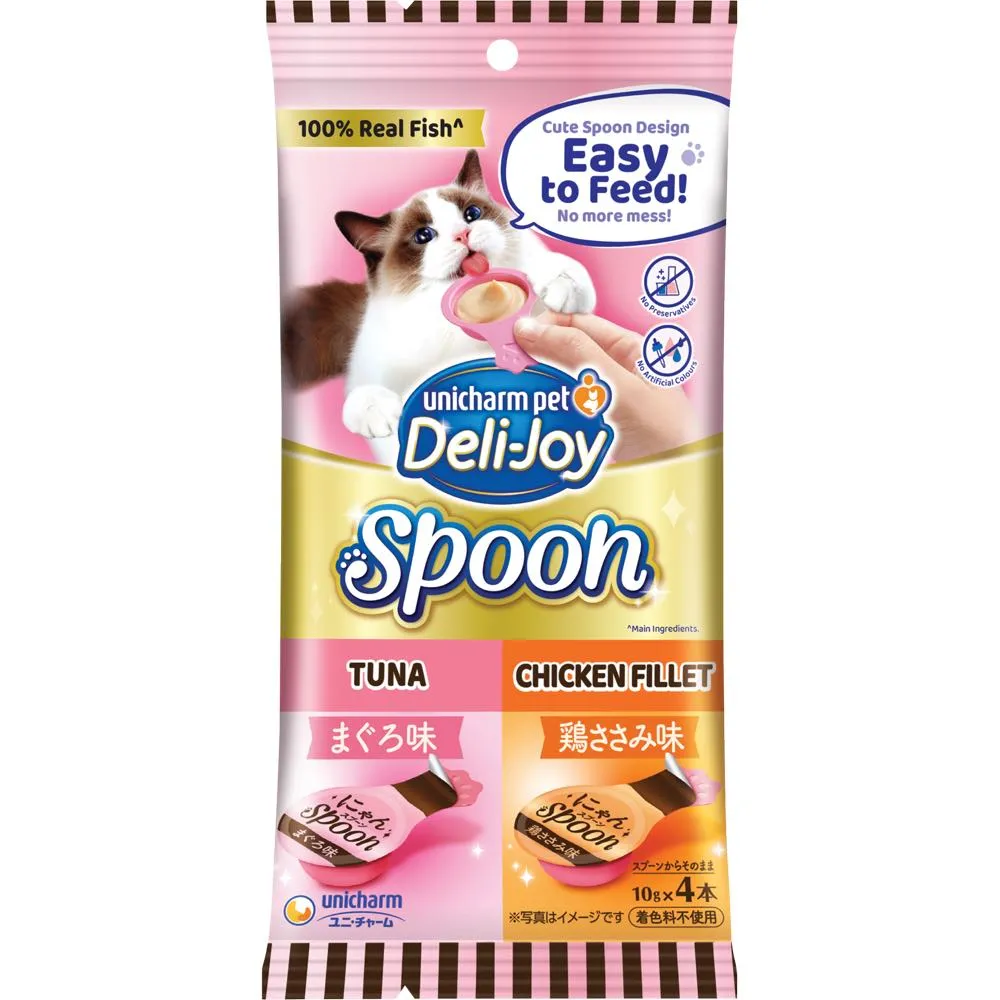 30% OFF: Unicharm Deli-Joy Spoon Tuna & Chicken Fillet Creamy Cat Treats 40g