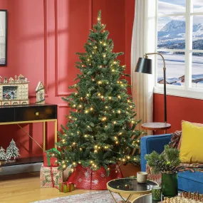 6ft Artificial Christmas Tree with Warm White LED Light, Metal Base