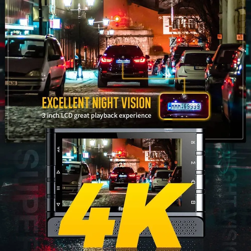 A900 Car Dash Cam 3 Inch Ips Screen Novatek 96670 4k HD Wifi