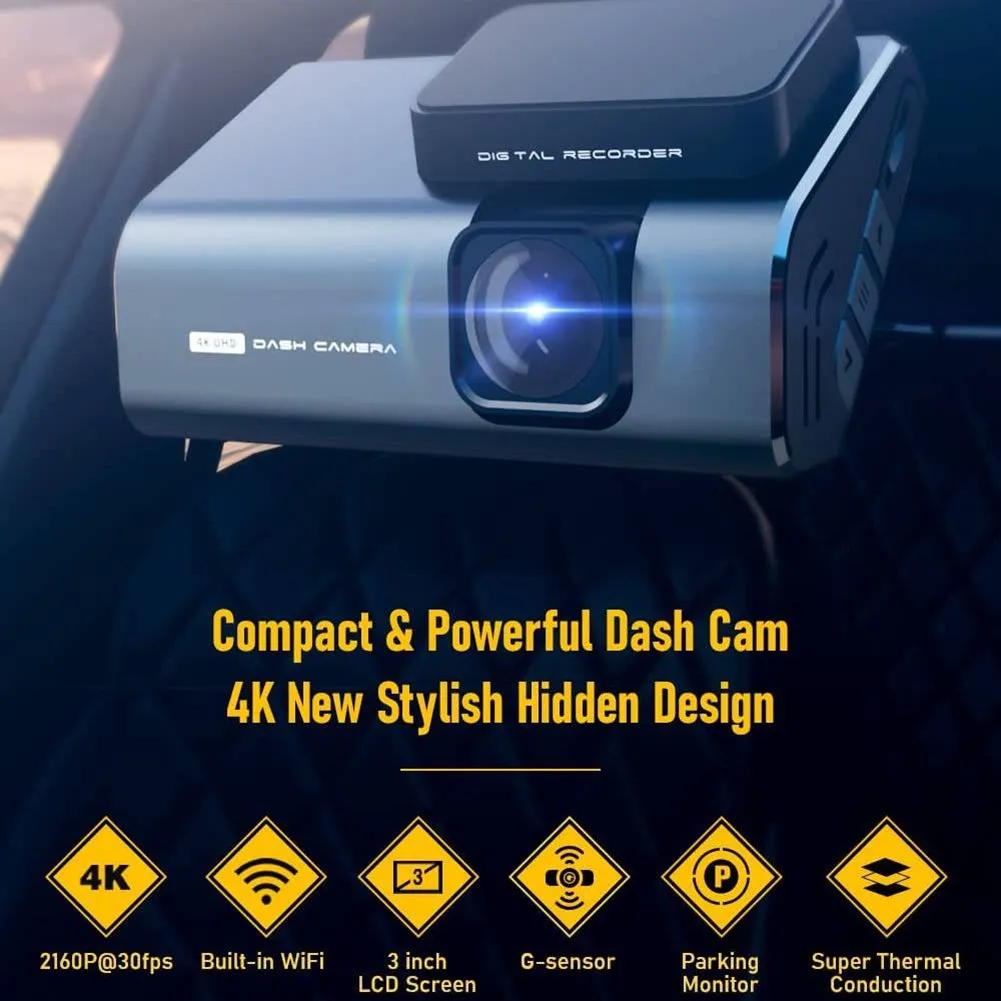 A900 Car Dash Cam 3 Inch Ips Screen Novatek 96670 4k HD Wifi