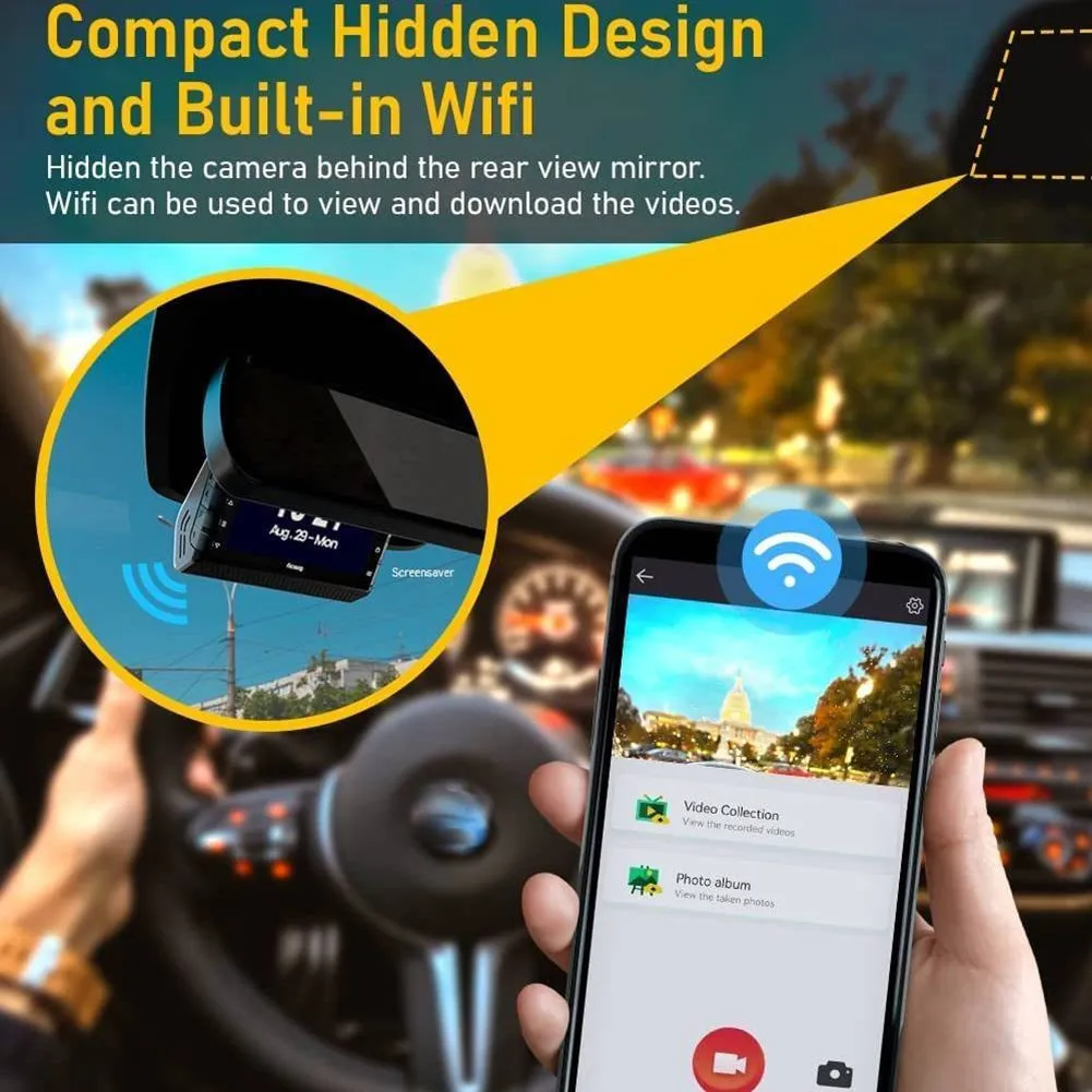 A900 Car Dash Cam 3 Inch Ips Screen Novatek 96670 4k HD Wifi
