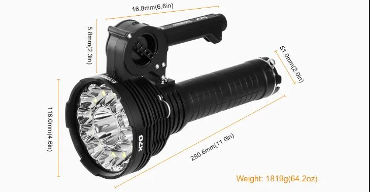 Acebeam X70 60,000 Lumen Rechargeable Flashlight 12 x CREEÃƒâ€šÃ‚Â® XHP70.2 &1*CREEÃƒâ€šÃ‚Â® XHP35 LEDs