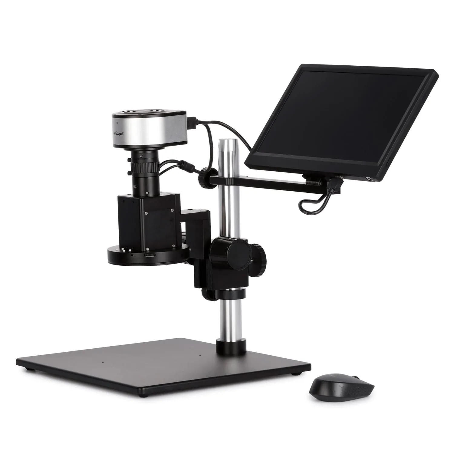AmScope DM650 Series Digital Video Inspection Digital Microscope HD 0.6X-5X Magnification on Table Stand with Smart Motorized Auto-Zoom   11.6" HD Monitor