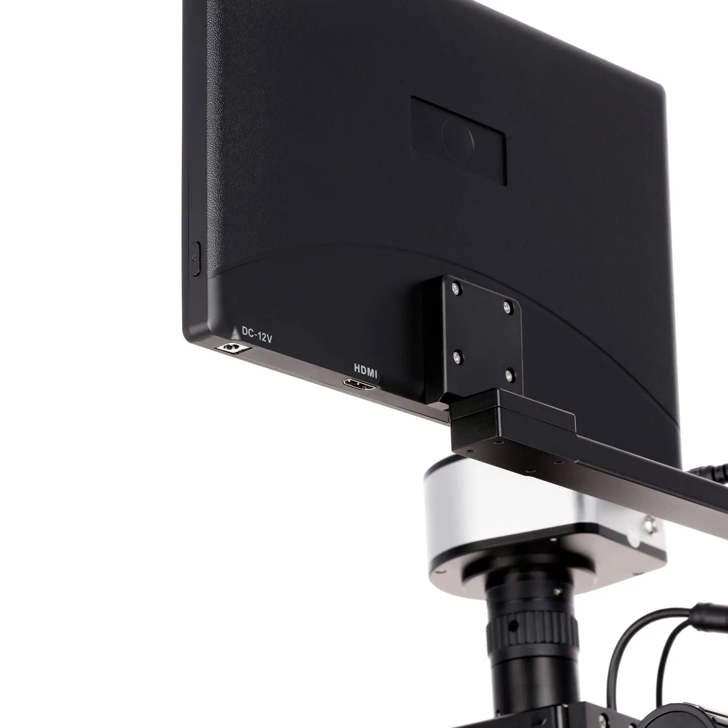AmScope DM650 Series Digital Video Inspection Digital Microscope HD 0.6X-5X Magnification on Table Stand with Smart Motorized Auto-Zoom   11.6" HD Monitor