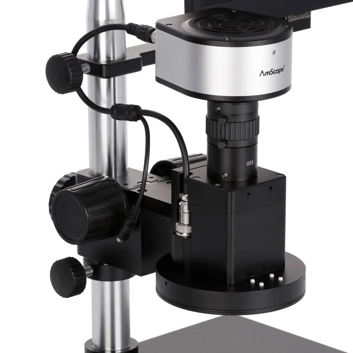 AmScope DM650 Series Digital Video Inspection Digital Microscope HD 0.6X-5X Magnification on Table Stand with Smart Motorized Auto-Zoom   11.6" HD Monitor