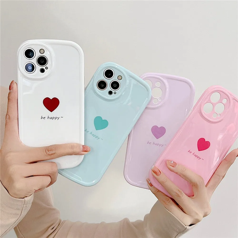 Anymob iPhone Case Purple Lovely Love Heart Soft Silicone Shockproof Bumper Camera Protection Cover