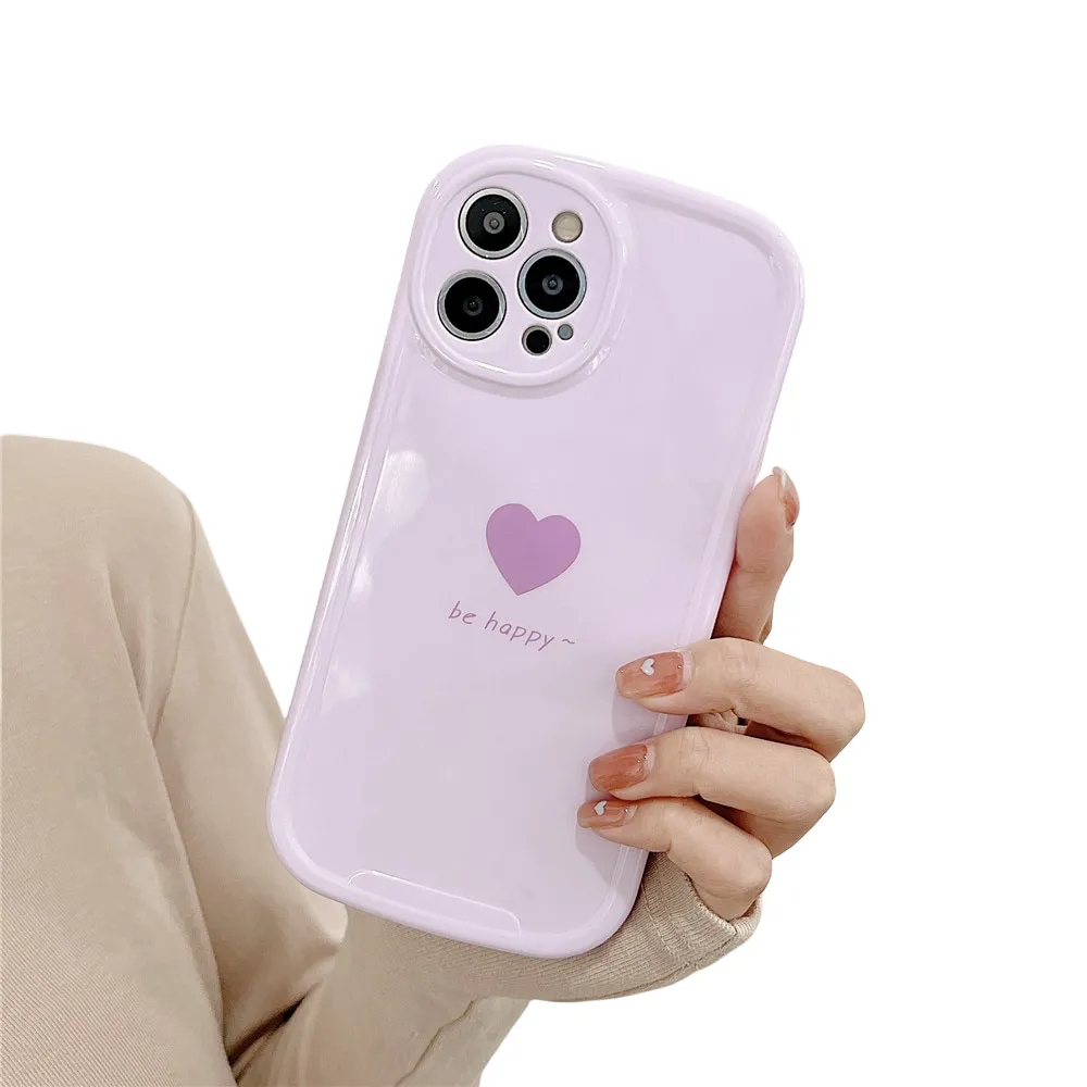 Anymob iPhone Case Purple Lovely Love Heart Soft Silicone Shockproof Bumper Camera Protection Cover
