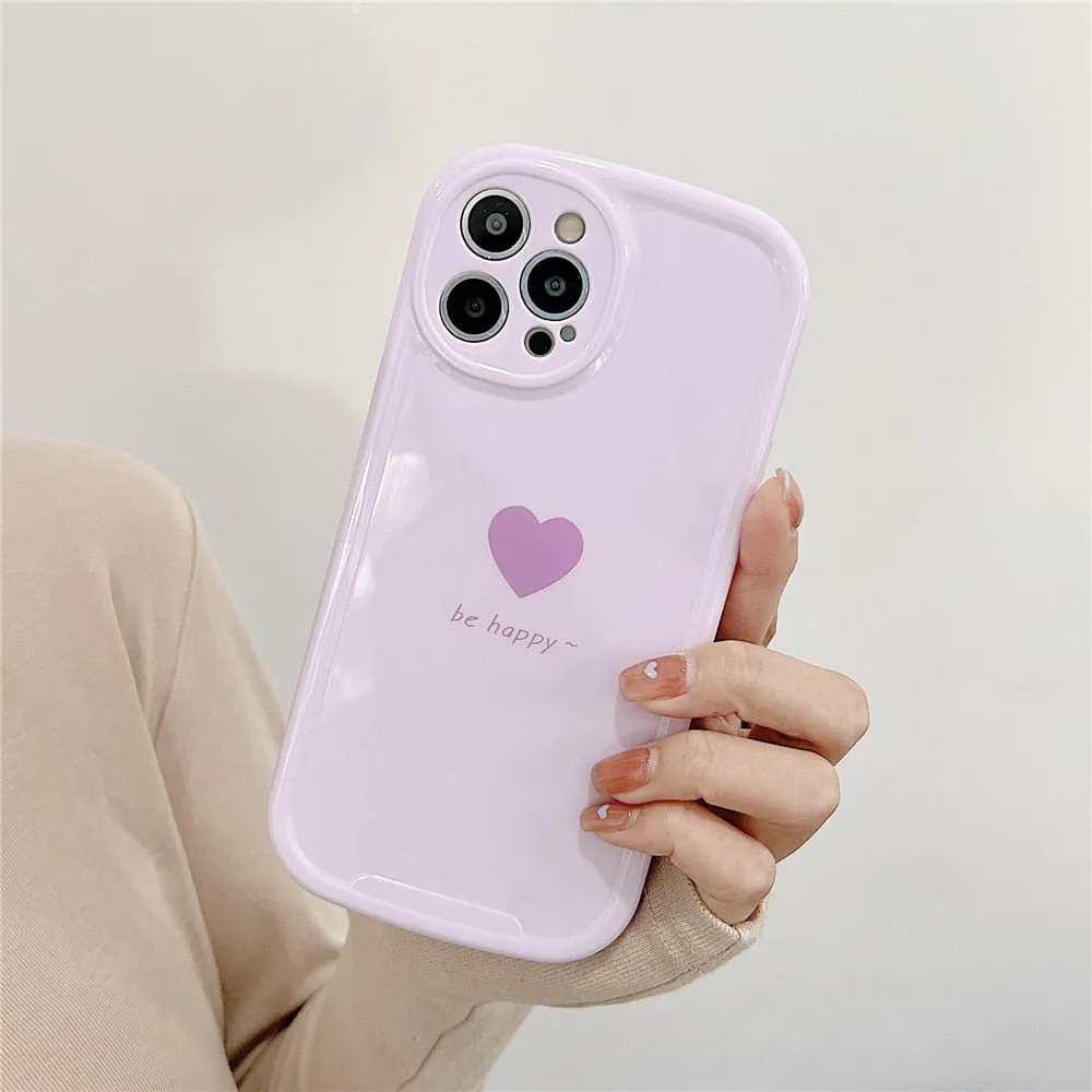 Anymob iPhone Case Purple Lovely Love Heart Soft Silicone Shockproof Bumper Camera Protection Cover