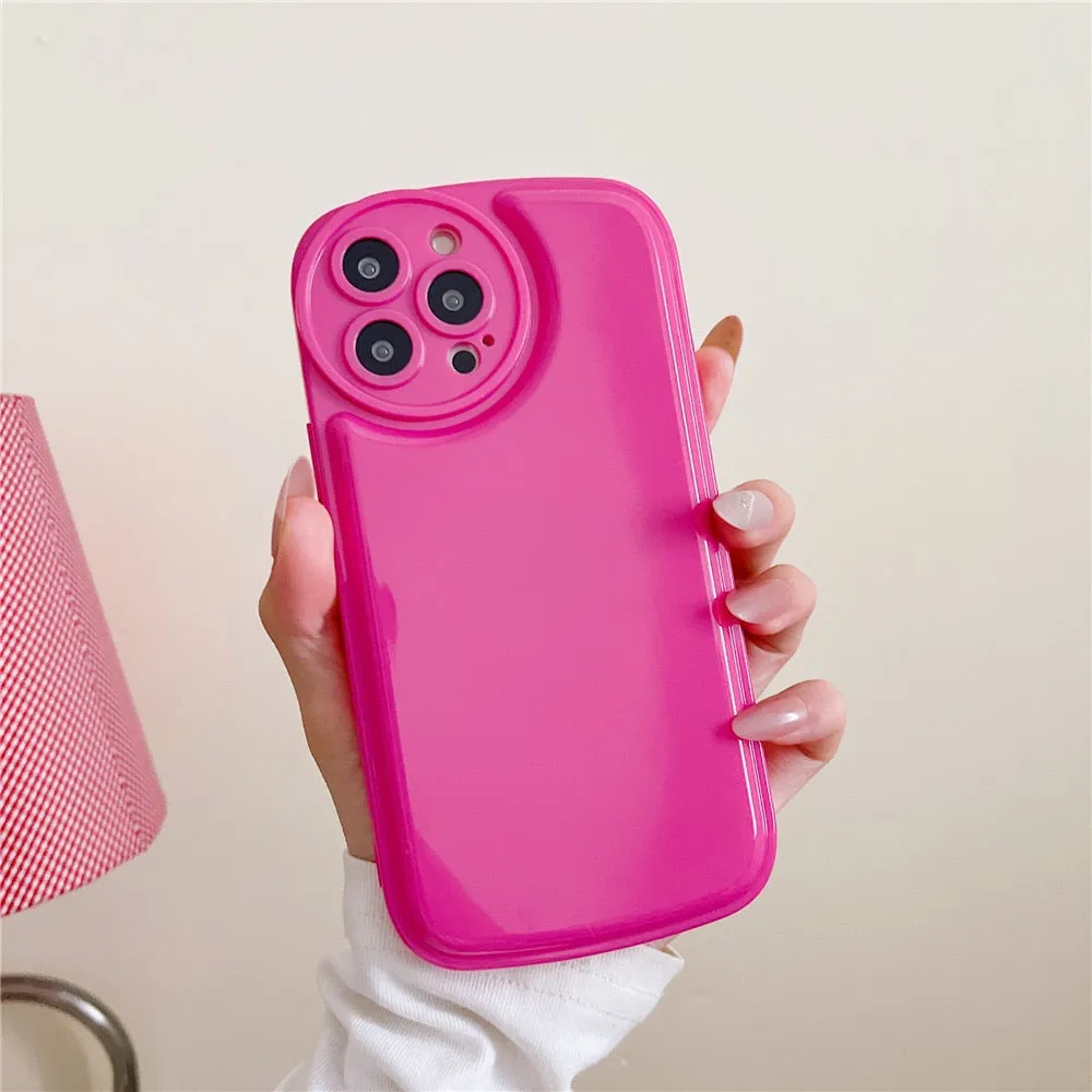 Anymob iPhone Clear Candy Color Phone Case Round Camera Protection Silicone Cover