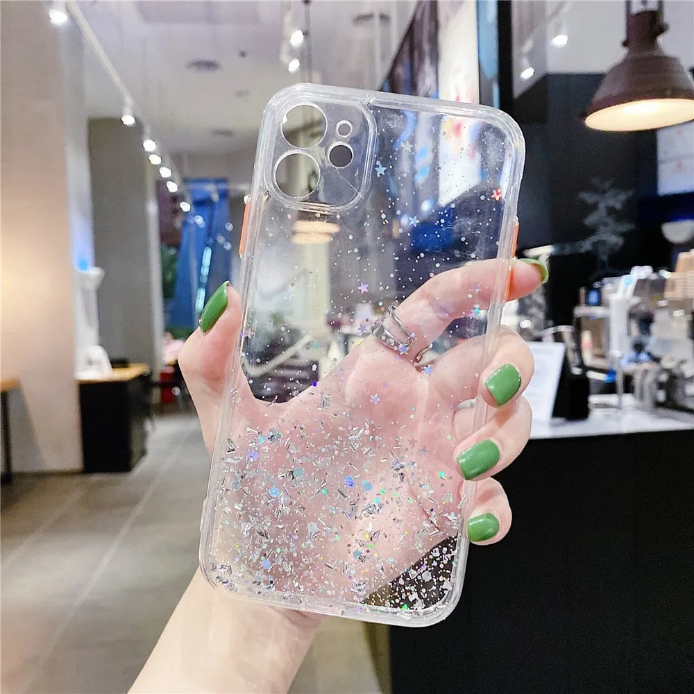 Anymob iPhone Shiny Pink Case Glitter Camera Protect Clear Silicone Cover