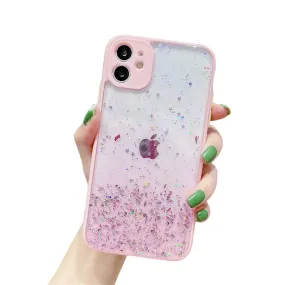 Anymob iPhone Shiny Pink Case Glitter Camera Protect Clear Silicone Cover