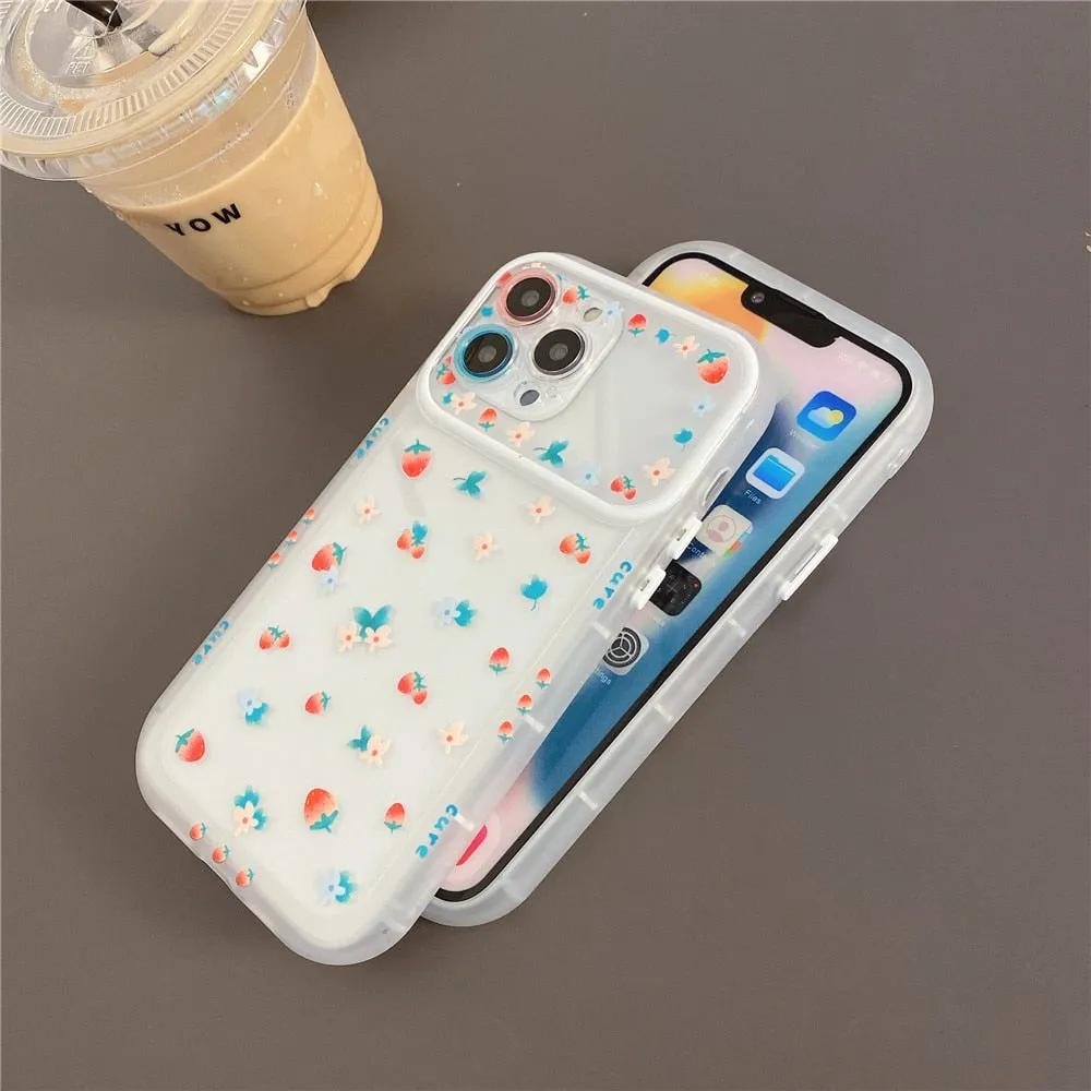 Anymob iPhone Srawberry Silicone Soft Back Case With Color Camera Protection Phone Cover