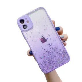 Anymob iPhone Violet Shiny Case Glitter Camera Protect Clear Silicone Cover