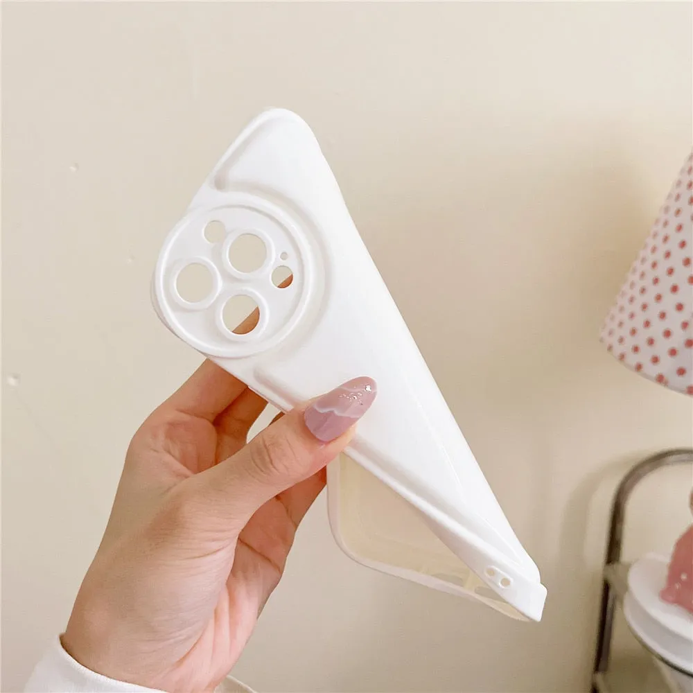 Anymob iPhone White Candy Color Phone Case Round Camera Protection Silicone Cover