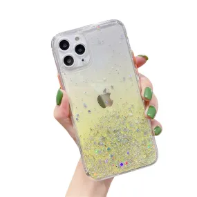 Anymob iPhone Yellow Shiny Case Glitter Camera Protect Clear Silicone Cover