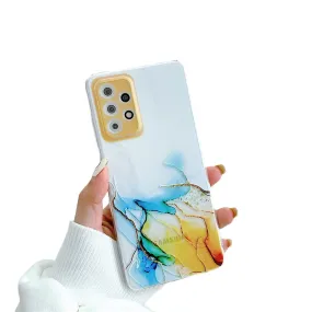 Anymob Samsung Blue And Yellow Gradient Acrylic Marble Camera Protector Phone Case Soft Silicone Back Cover