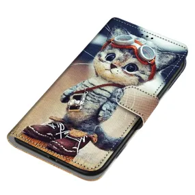 Anymob Samsung Case Cute Camera Cat Magnetic Flip Leather Card Slot Wallet Phone Cover Protection