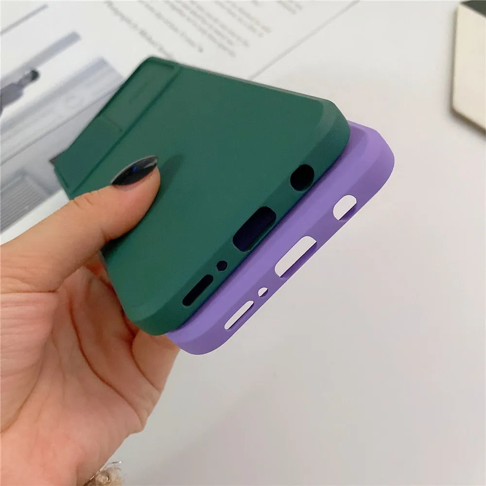 Anymob Samsung Case Green Camera Lens Protection Phone Color Candy Soft Back Cover