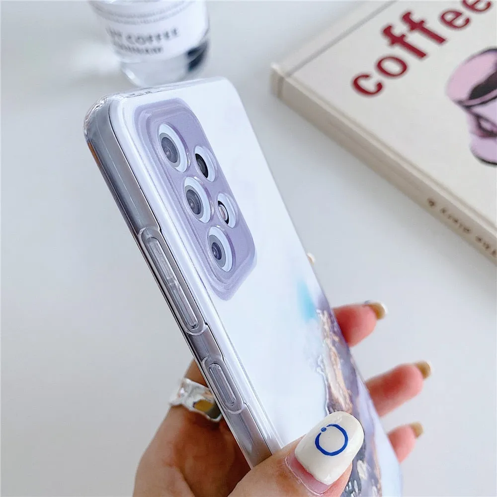 Anymob Samsung Lavender Acrylic Marble Camera Protector Phone Case Soft Silicone Back Cover