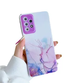 Anymob Samsung Purple Acrylic Marble Camera Protector Phone Case Soft Silicone Back Cover