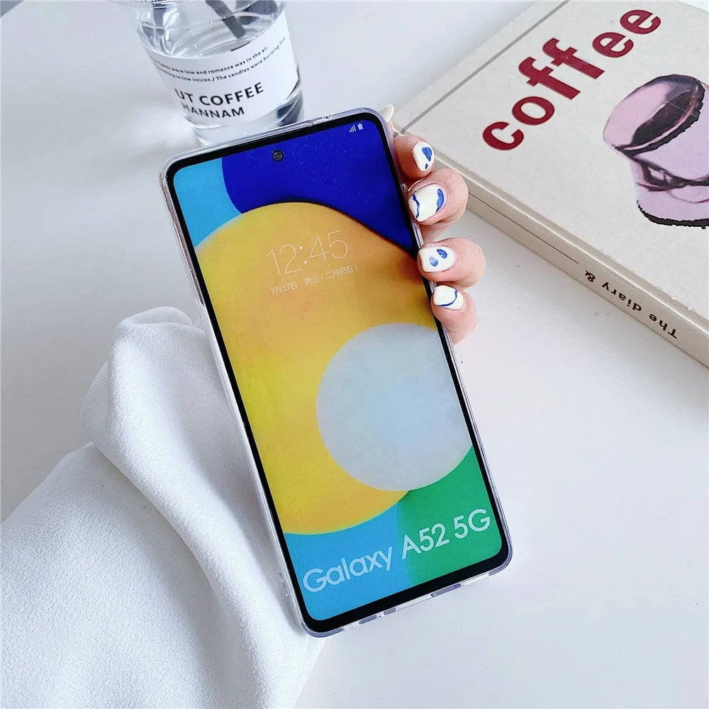 Anymob Samsung Violet And Blue Acrylic Marble Camera Protector Phone Case Soft Silicone Back Cover