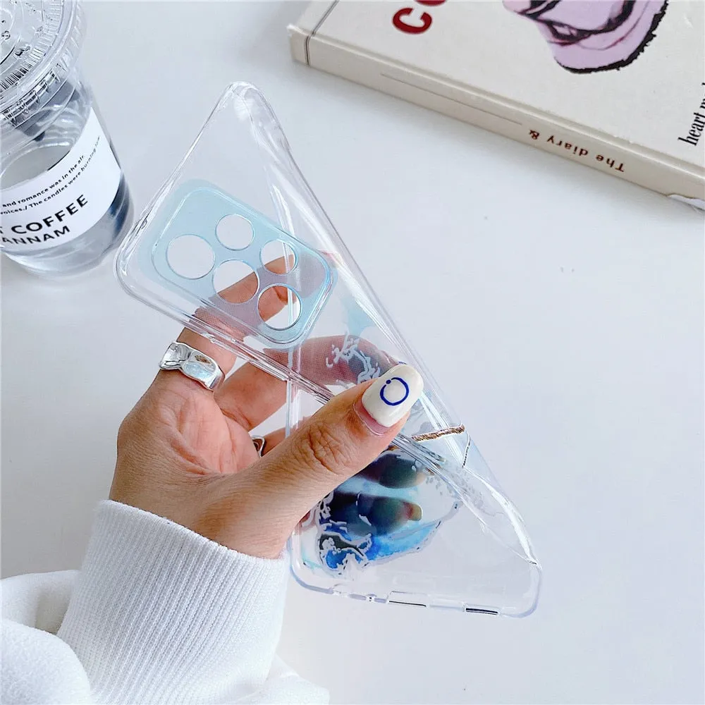 Anymob Samsung Violet And Blue Acrylic Marble Camera Protector Phone Case Soft Silicone Back Cover