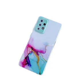 Anymob Samsung Violet And Blue Acrylic Marble Camera Protector Phone Case Soft Silicone Back Cover