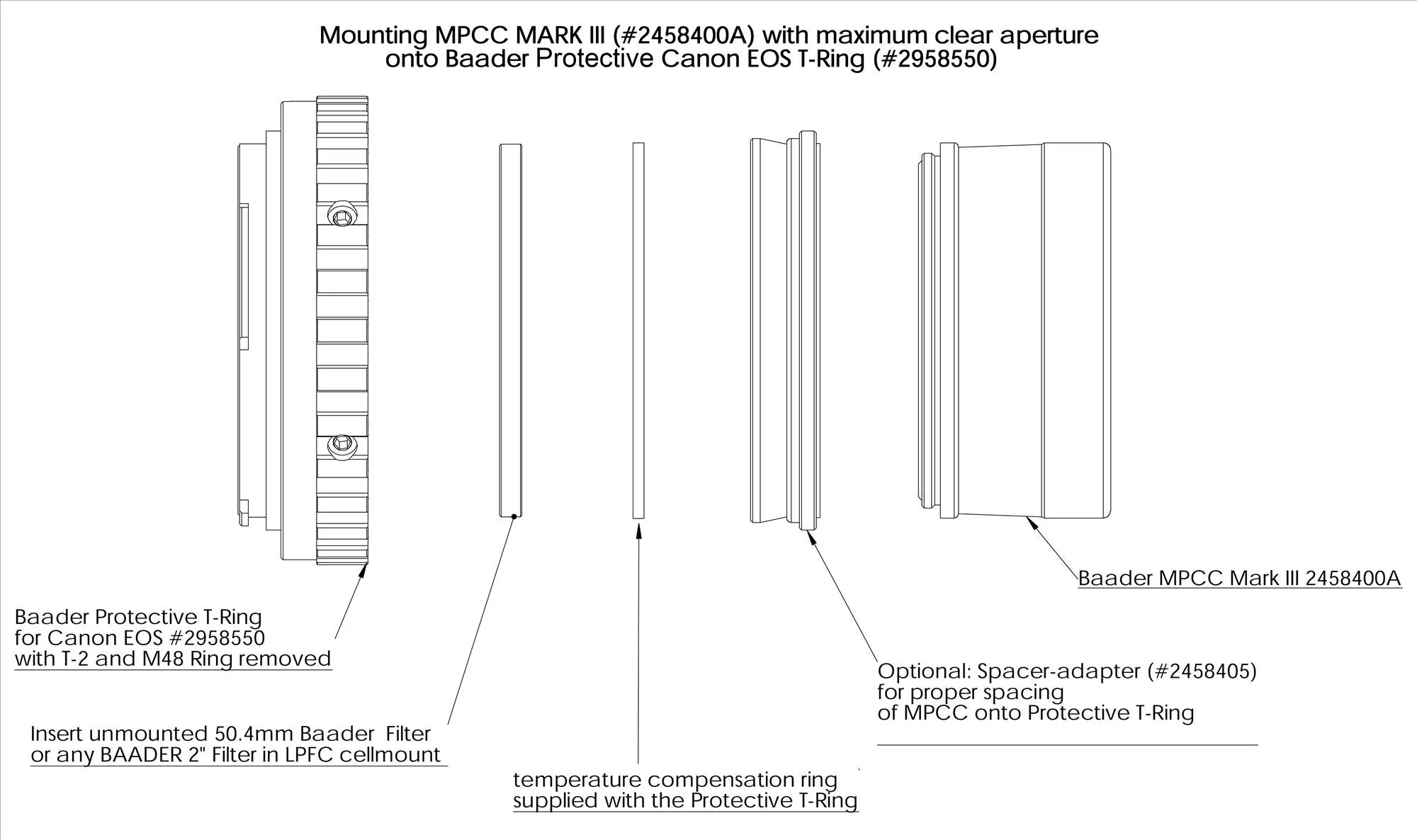 Baader M48 Spacer Ring for MPCC III / Protective EOS T-Ring or Wide T-ring