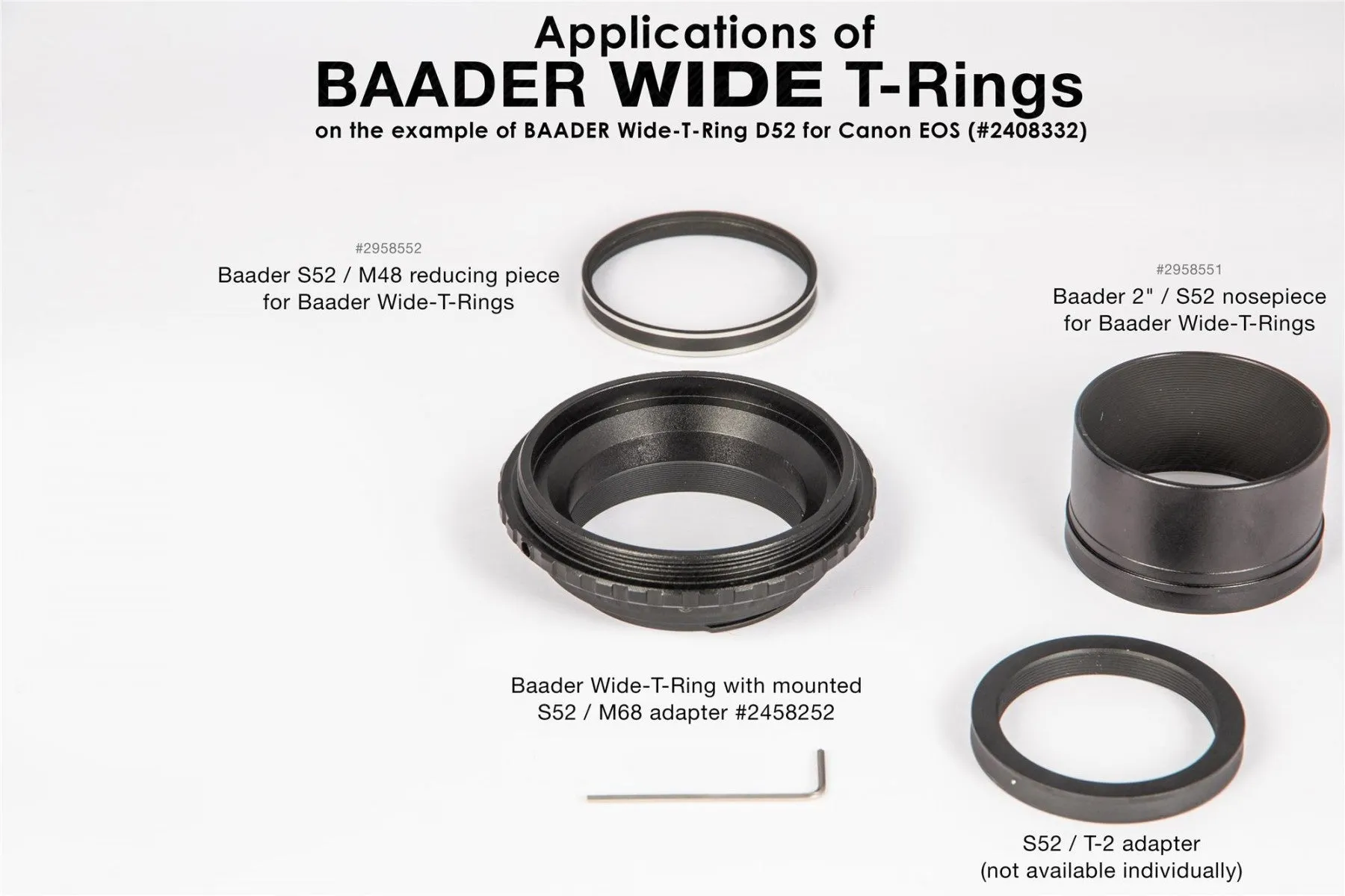 Baader Wide-T-Ring for Leica, Sigma, Panasonic-L with D52i to T-2 and S52