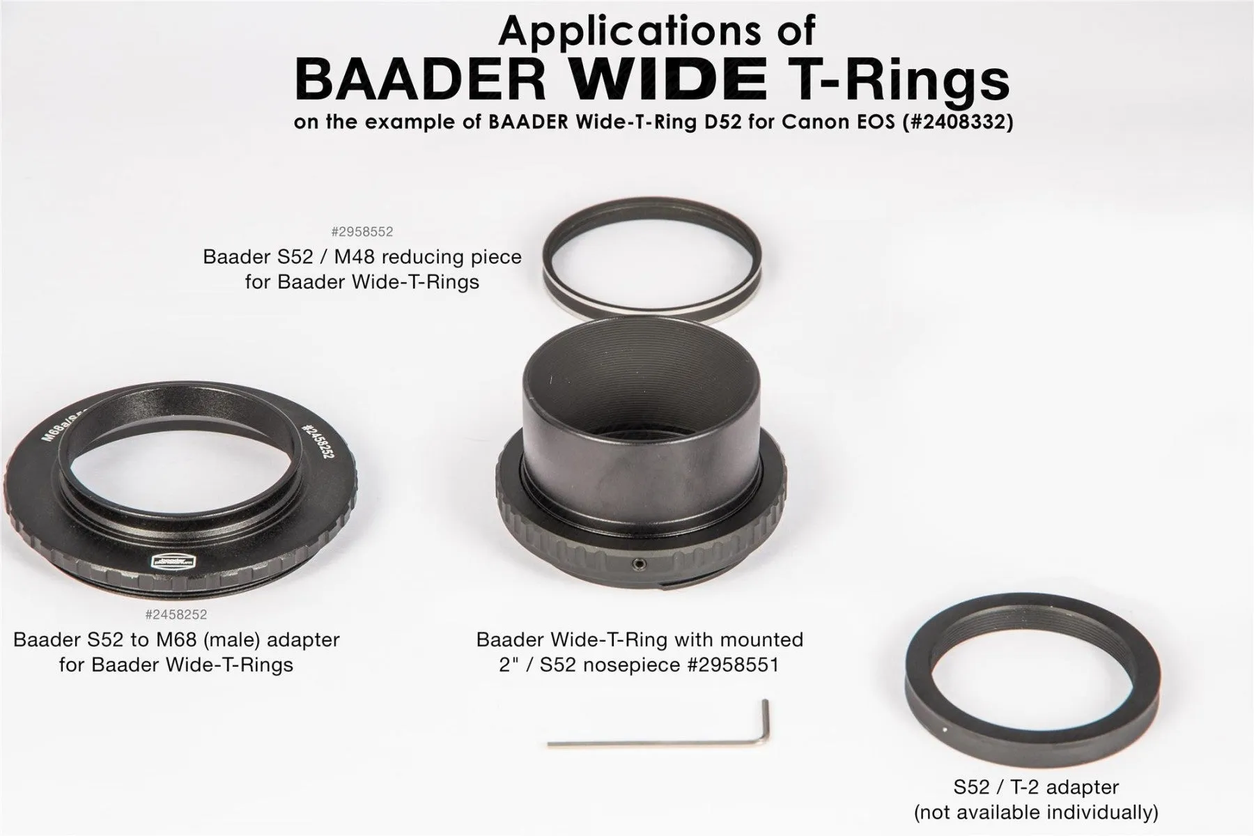 Baader Wide-T-Ring for Leica, Sigma, Panasonic-L with D52i to T-2 and S52