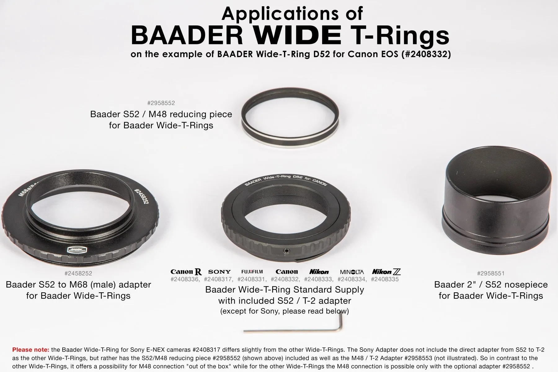 Baader Wide-T-Ring for Leica, Sigma, Panasonic-L with D52i to T-2 and S52