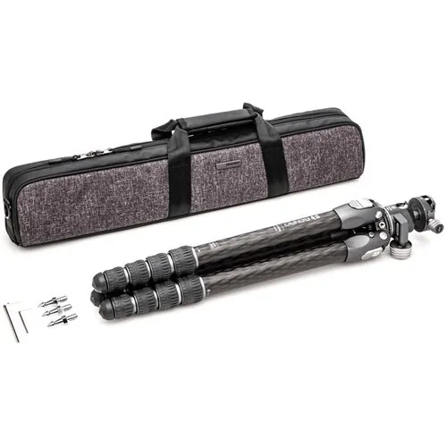 Benro Tortoise Columnless Carbon Fiber Three Series Tripod with GX35 Ballhead, 5 Leg Sections, Twist Leg Locks, Padded Carrying Case