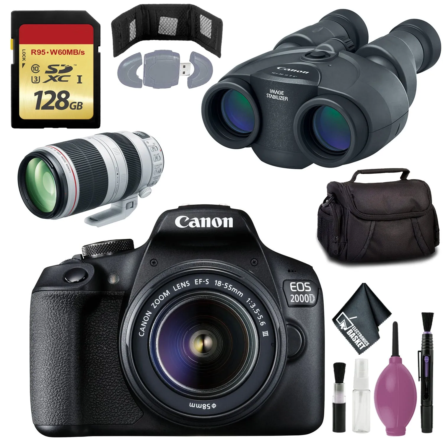 Canon 10x30 IS II Image Stabilized Binocular - EOS 2000D Black   EF-S 18-55mm f/3.5-5.6 III Lens
